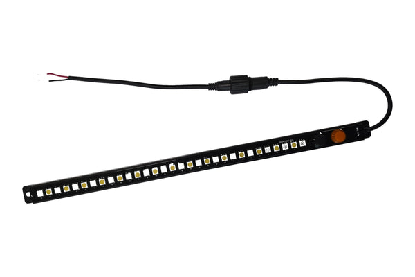 12V dual colour white/amber LED strip light with black aluminium housing